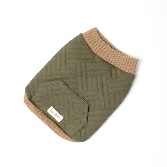 変形キルトハイネックプルオーバー-KAK