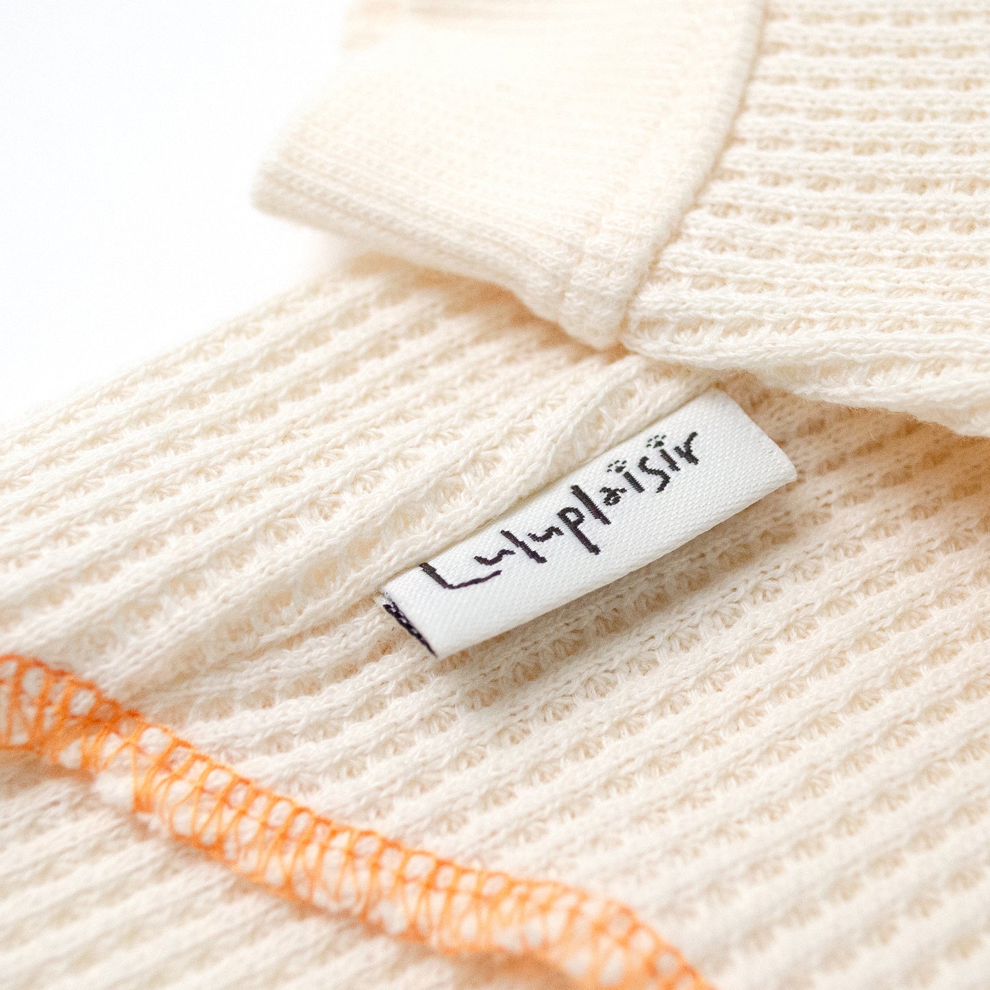 綿100刺しゅうワッフルトップス-WH